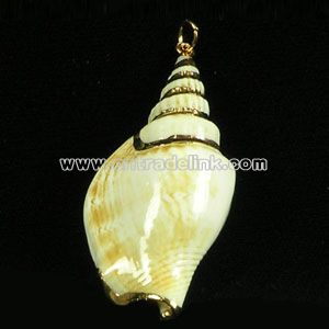 Real Shell Pendant with Gold Binding