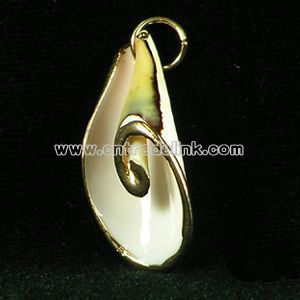Real Shell Pendant with Gold Binding