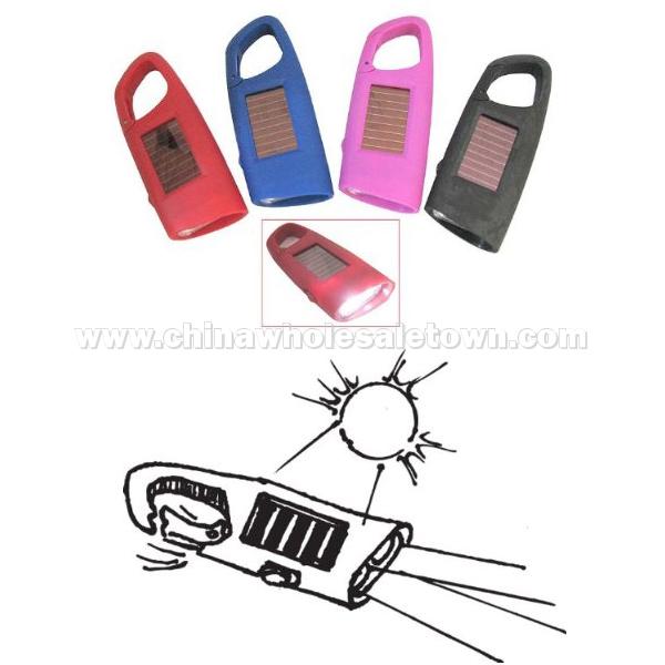 Recharging Carabiner Style Solar Keychain Led Flashlight in Assorted Colors