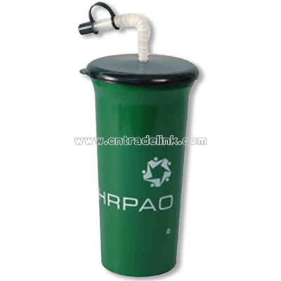 Recycled color 32 oz. cup with lid and straw