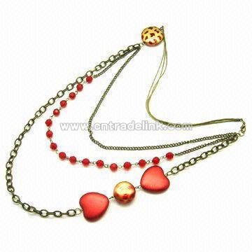 Red Acrylic Beads Necklace