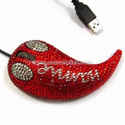 Red Crystal-studded Optical Mice