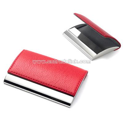 Red Leatherette Business Card Case with Magnetic Lid