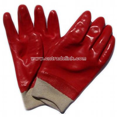 Red PVC Fully Dipped Gloves