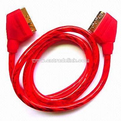 Red SCART 21P to SCART 21P Cable