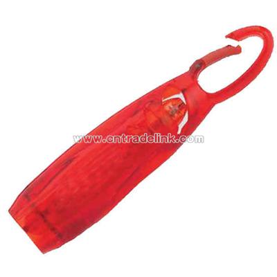 Red pen with a red LED light and a Carabiner