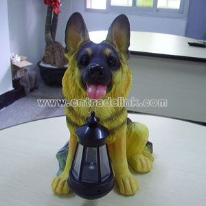 Resin Dog With Solar Lantern