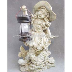 Resin Girl Carry Solar Light