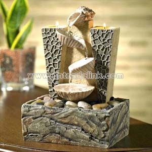 Resin Tabletop Fountain with Candle Holder