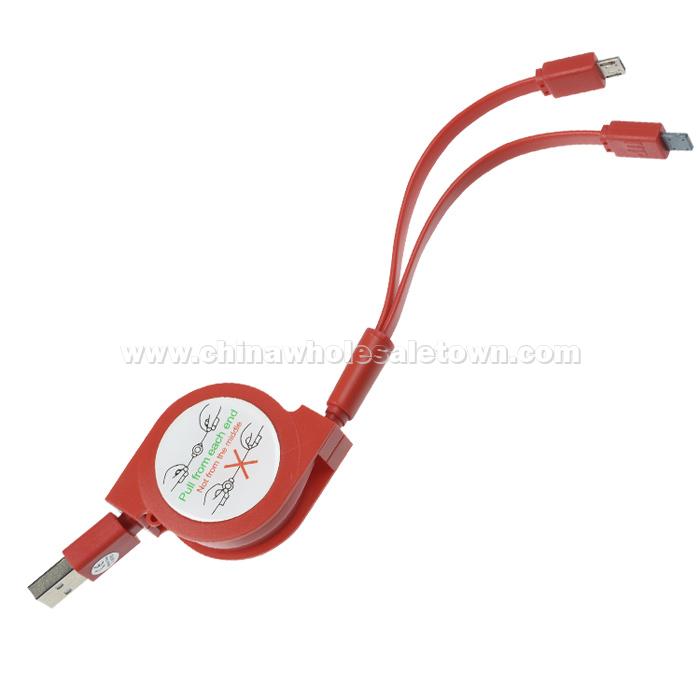 Retractable 2-in-1 Noodle Charging Cable
