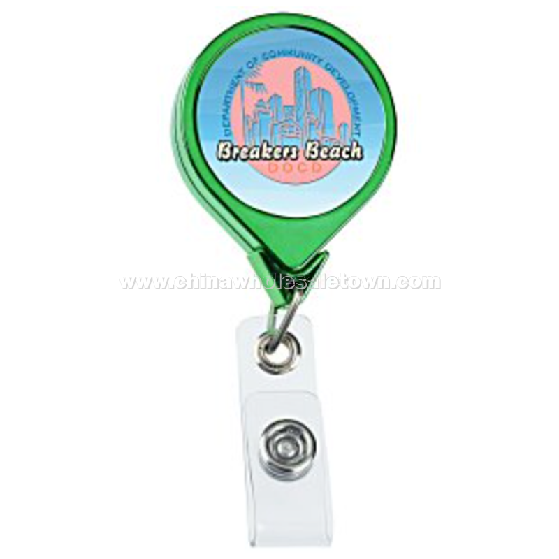 Retractable Badge Holder - Round - Chrome Finish - Label