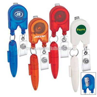 Retractable Badge Holder With Pen