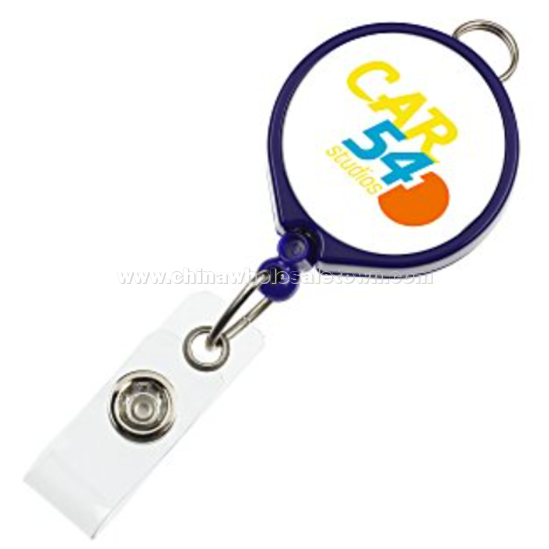 Retractable Badge Holder with Lanyard Attachment - Round - Label