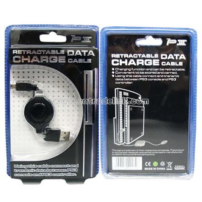 Retractable Data Charger Cable for PS3