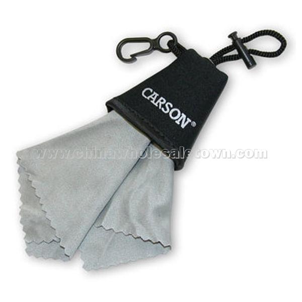 Retractable Microfiber Lens Cloth W/ Neoprene Pouch