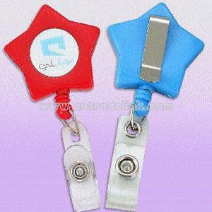 Retractable Star-shaped Badge Reel with 60cm Long Pull Nylon Cord