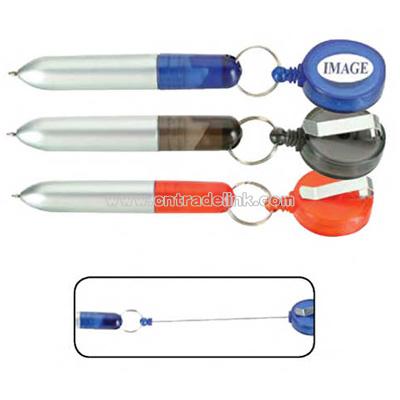 Retractable ball pen with alligator clip