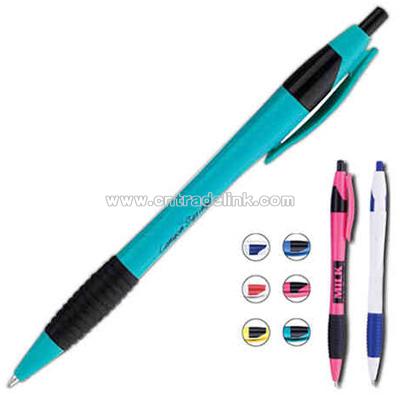 Retractable ballpoint pen with grip section