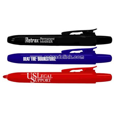 Retractable bullet tip permanent marker
