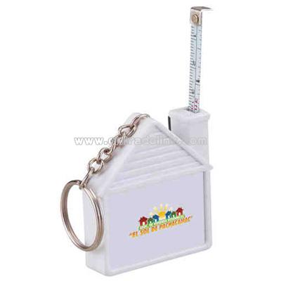 Retractable house shaped tape measure with split ring