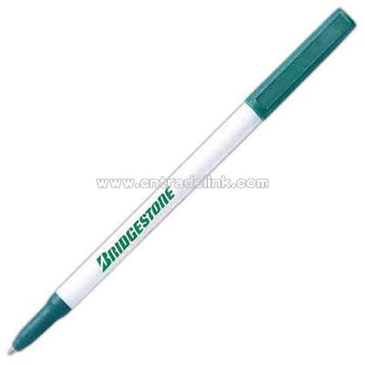 Retractable stick pen with matching cap and nose tip