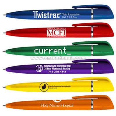 Retractable twist action ball point pen