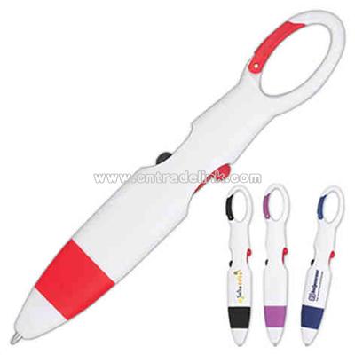 Retractable two ink pen version and carabiner combos