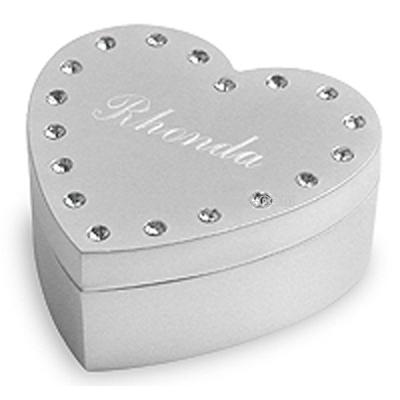 Rhinestone Heart Jewelry Box
