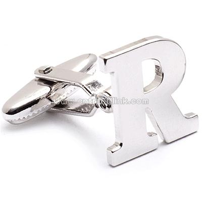 Rhodium Alphabet Cufflinks