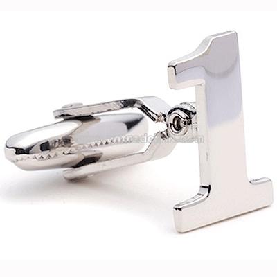 Rhodium Number Cufflinks