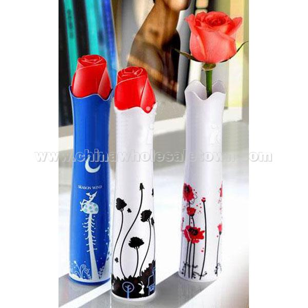 Rose Vase Shaped Rain Sun Folding Bottle Umbrella