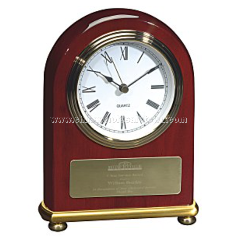 Rosewood & Brass Arch Clock