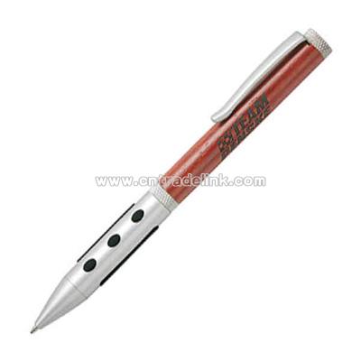 Rosewood ball point pen with matte chrome trim