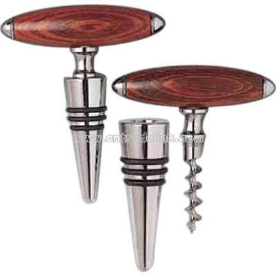 Rosewood handle corkscrew cone / stopper combo