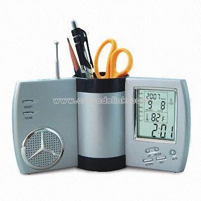 Rotary Multifunctional Pen Holder with Radio