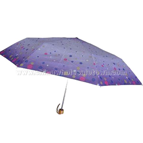 Round Wood Handle Collapsible Kids Umbrella