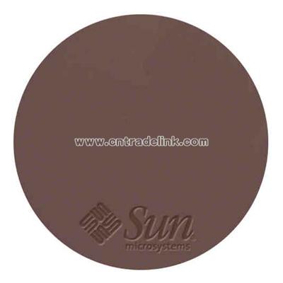 Round genuine top grain cowhide leather mouse pad with non-skid base