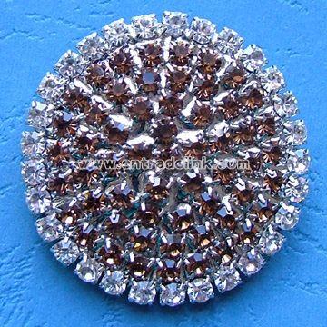 Round-shaped Brooch with Gold and Rhodium Plating