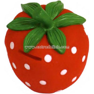 Rubber strawberry shape savings bank toy