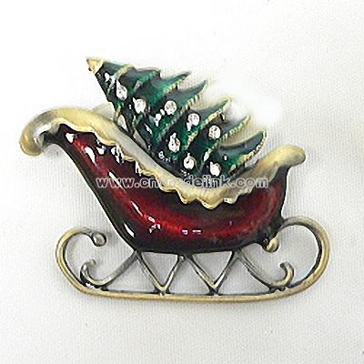 SLEIGH AND CHRISTMAS TREE PIN