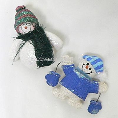 SNOWMAN PIN WITH FABRIC HIGHLIGHTS