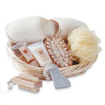 SPA BATH SET/SLIPPERS/BASKET