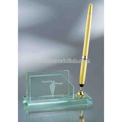 Sandblasting Business card holder with a gold pen