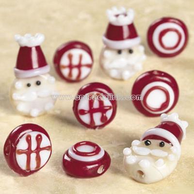 Santa & Ho Ho Ho Lampwork Glass Bead Mix