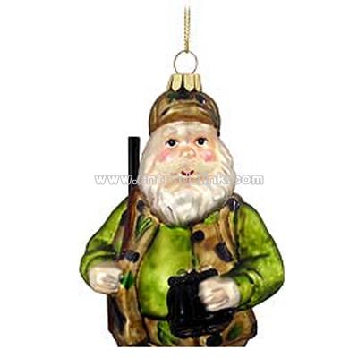 Santa Hunter Glass Ornament