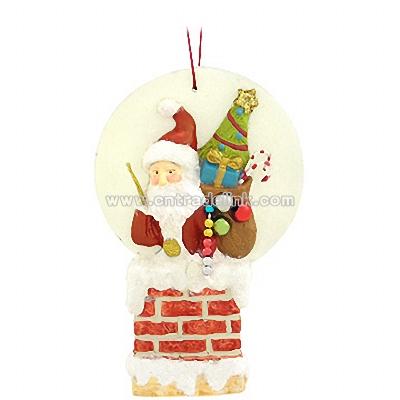 Santa In Chimney Ornament