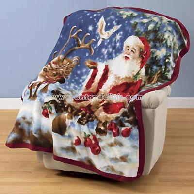 Santa Reindeer Fleece Blanket