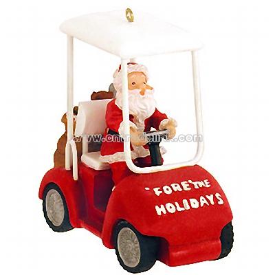 Santa in Golf Cart Ornament