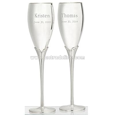 Satin Stem Flutes with Crystals