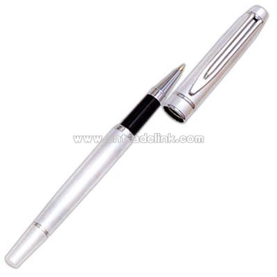 Satin nickel cap off rollerball pen